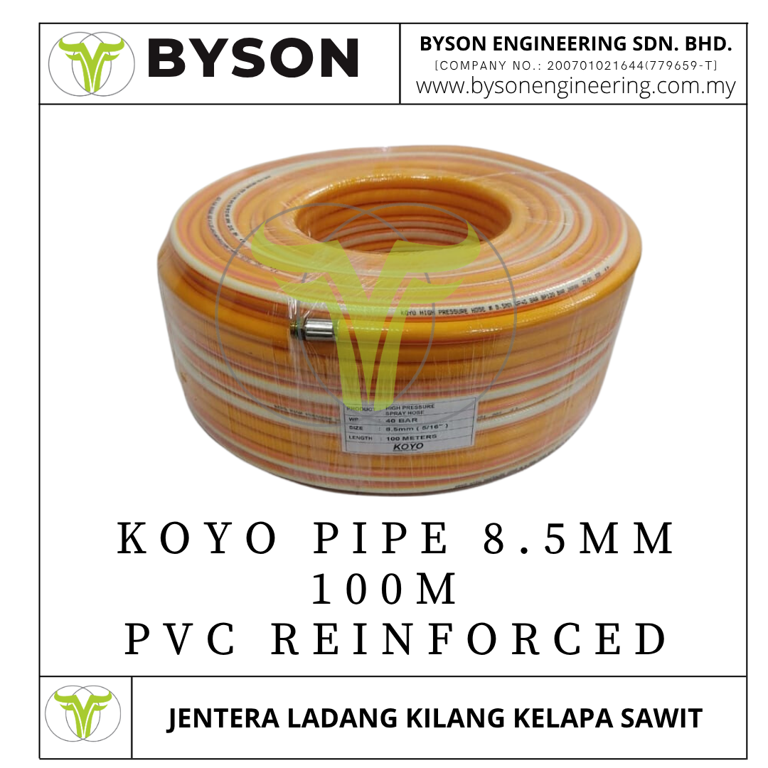KOYO 8.5mm x 100m for High Pressure Pesticide Sprayer -PVC Reinforced Sprayer Hose
