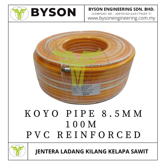 KOYO 8.5mm x 100m for High Pressure Pesticide Sprayer -PVC Reinforced Sprayer Hose